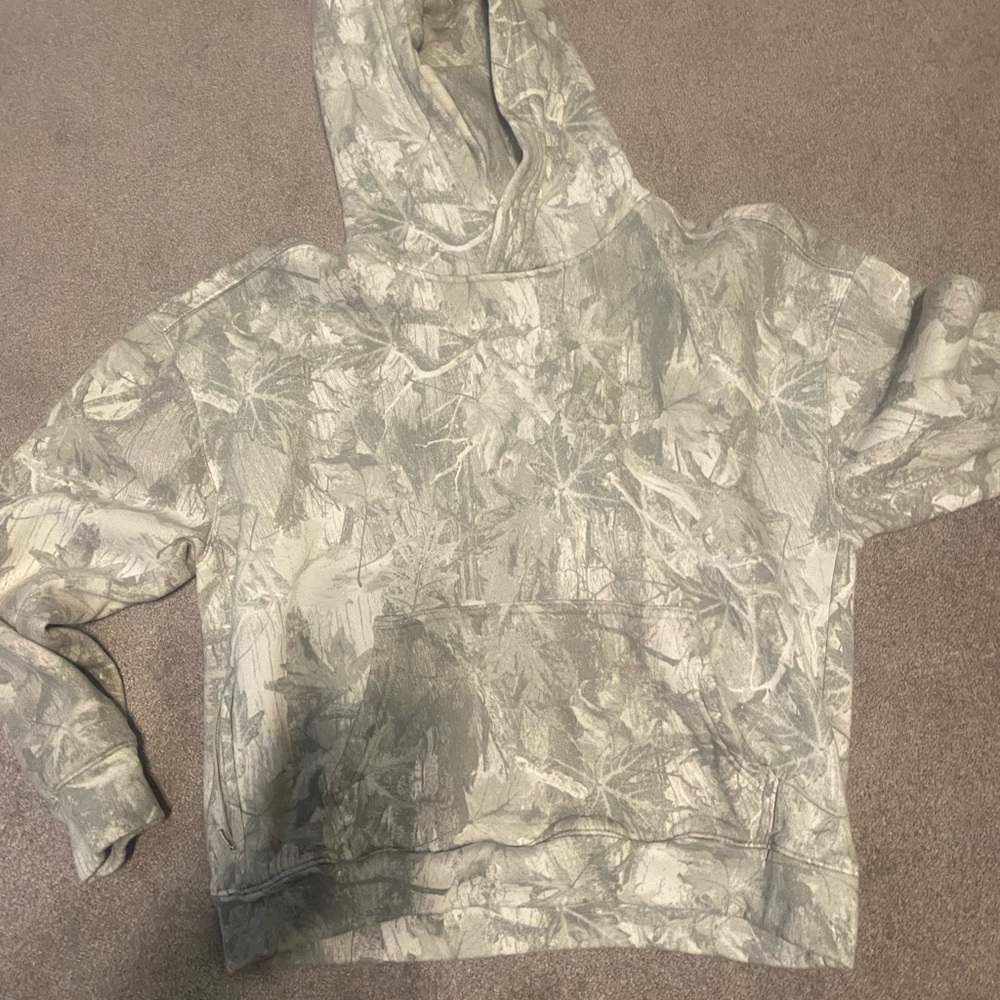 Hollister Gray Camouflage Boxy Fit Hoodie